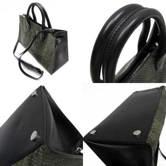 Balenciaga Black Leather Green Bag Python 2Way - Picture 1 of 3